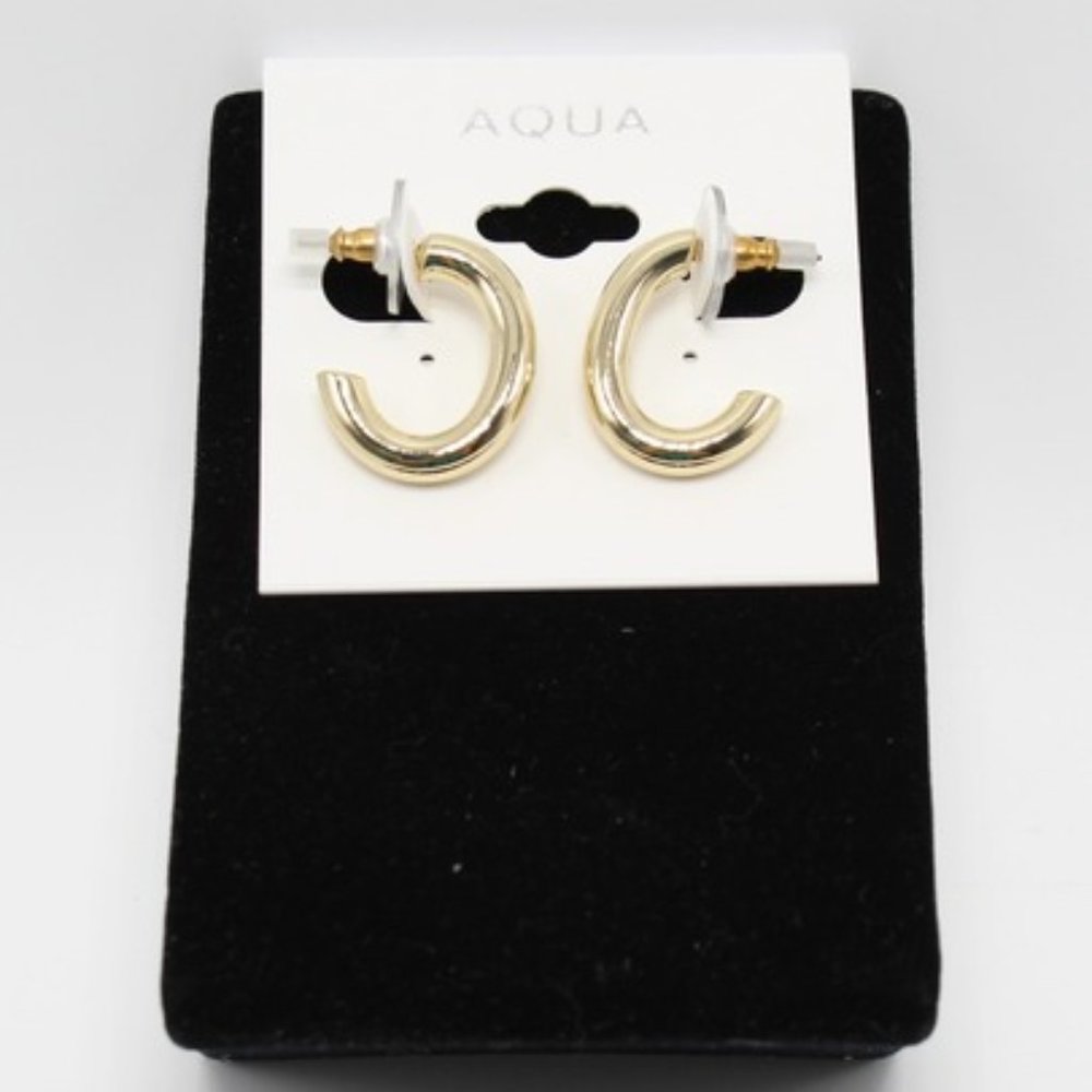 NWT Aqua Brand Gold Semi Hoop Earrings from Bloomingdales's - Picture 2 of 8